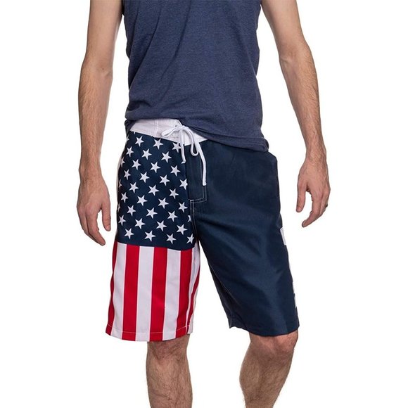 Calhoun Men's Americana USA Flag Fourth of July Swim Board Shorts (USA, Medium) - Picture 4 of 5